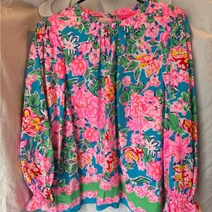 Lilly Pulitzer Pink and Blue Floral Blouse